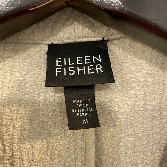 Eileen Fisher Button Jacket Coat Beige Pintuck Medium - Picture 3 of 6